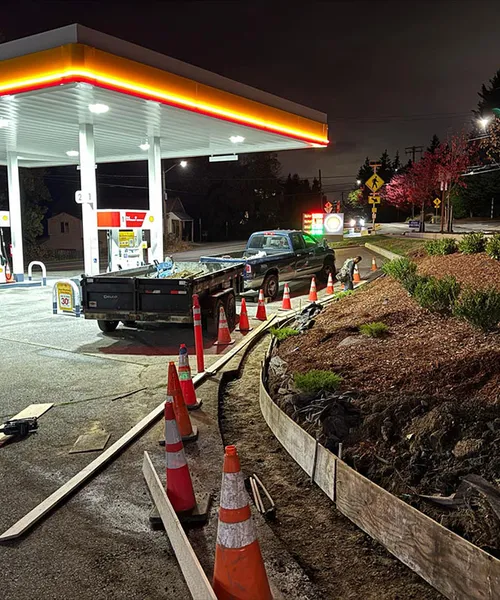 Sidewalk and curb gutter repair in Shell Gas Station in Newcastle 